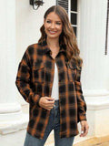Plaid Button Up Pocketed Shirt - Trendsi - Flyclothing LLC