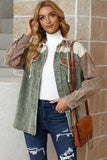 Snap Front Hooded Corduroy Shacket - Trendsi - Flyclothing LLC