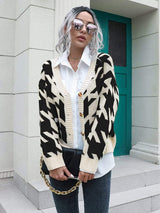 Houndstooth Button Down Cardigan - Trendsi - Flyclothing LLC