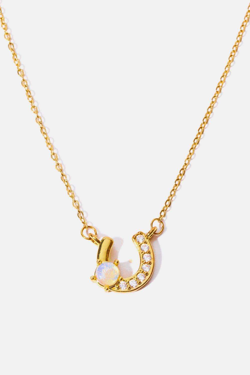 Horseshoe Shape Copper 14K Gold Plated Pendant Necklace - Trendsi - Flyclothing LLC