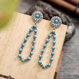 Flower Artificial Turquoise Teardrop Earrings - Trendsi