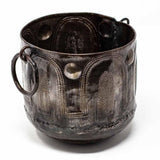 Hammered Metal Container with Round Handles - Croix des Bouquets - Croix des Bouquets