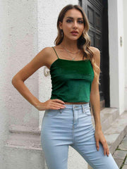 Straight Neck Cropped Cami - Flyclothing LLC