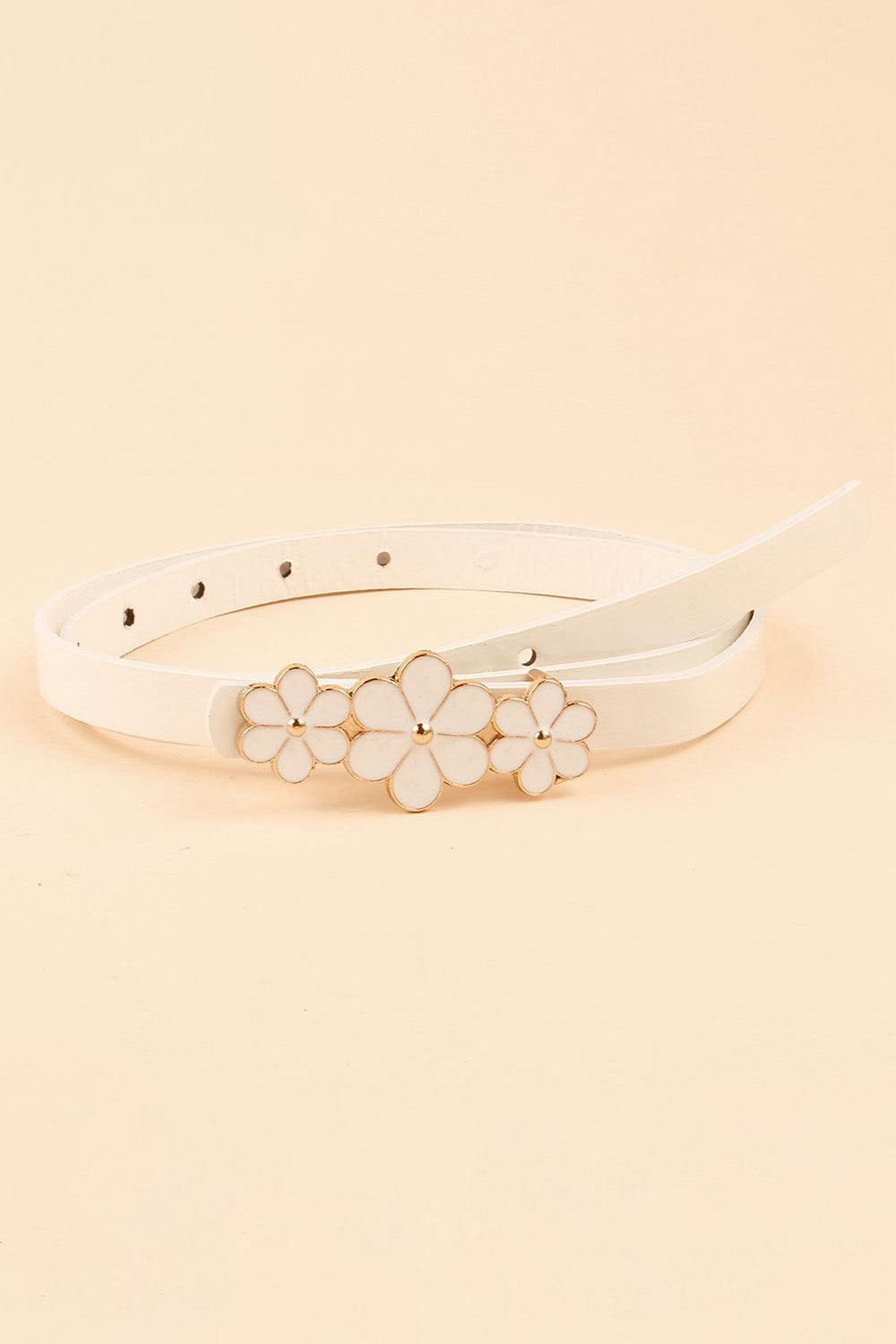 Flower Decor Skinny PU Belt - Trendsi