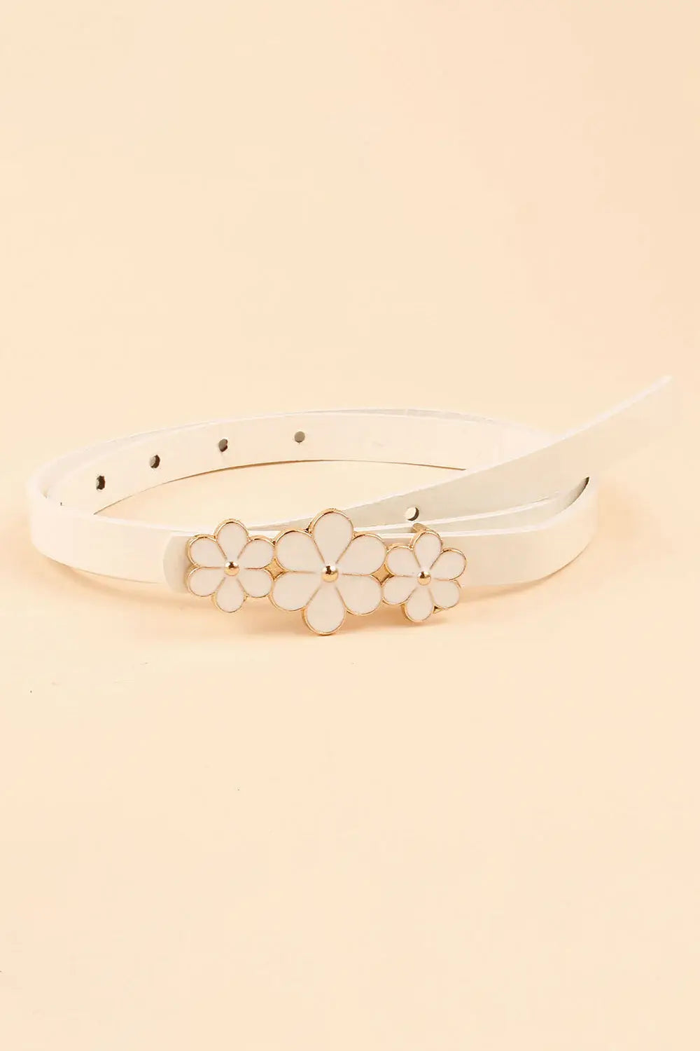 Flower Decor Skinny PU Belt - Trendsi - Flyclothing LLC