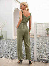 Round Neck Sleeveless Jumpsuit with Pockets - Trendsi - Flyclothing LLC