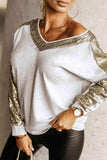 Sequin V-Neck Sweatshirt - Trendsi - Flyclothing LLC