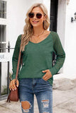 V-Neck Long Raglan Sleeve Top - Trendsi - Flyclothing LLC