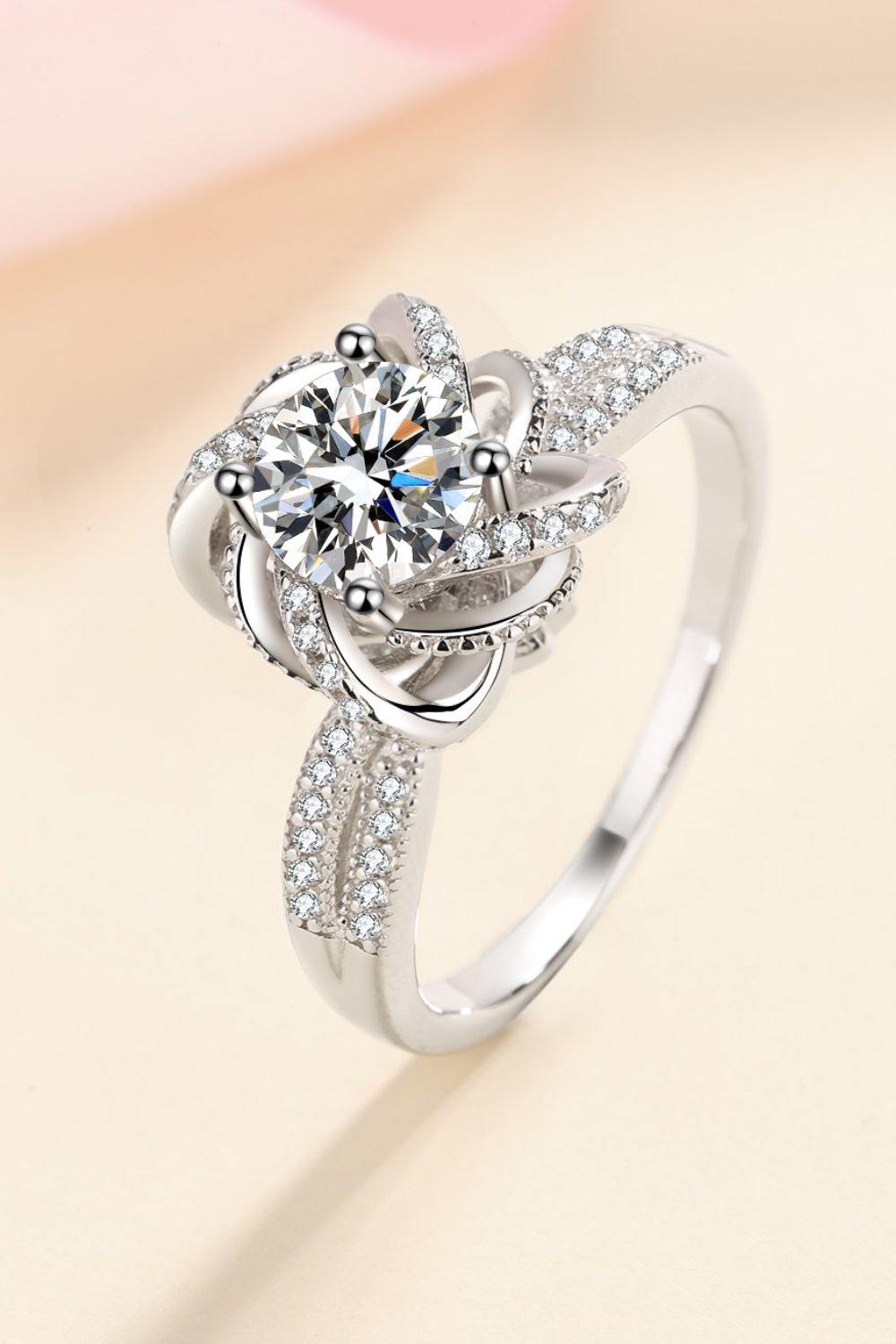 1 Carat Moissanite 925 Sterling Silver Ring - Trendsi