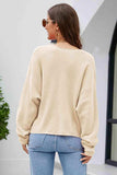 V-Neck Drop Shoulder Long Sleeve Knit Top - Trendsi - Flyclothing LLC