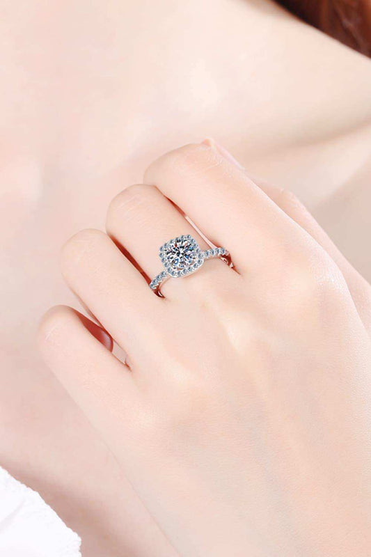 2 Carat Moissanite Square Halo Ring - Trendsi - Flyclothing LLC