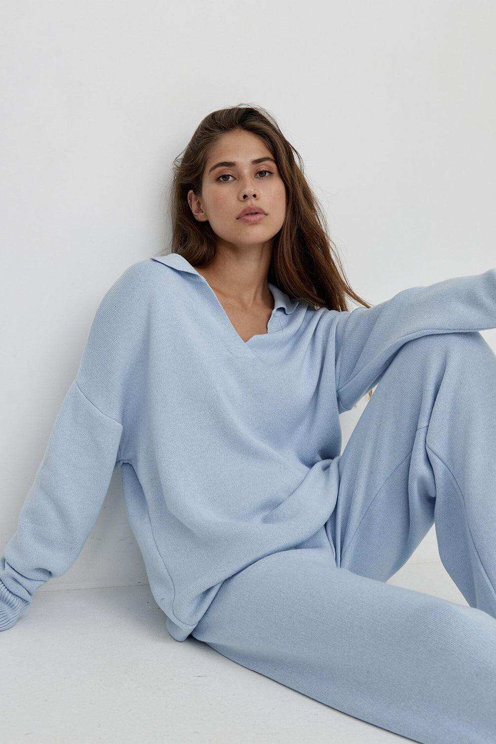 Dropped Shoulder Sweater and Long Pants Set - Trendsi - Flyclothing LLC