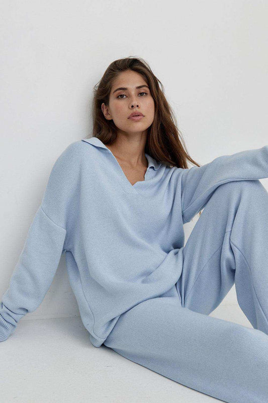 Dropped Shoulder Sweater and Long Pants Set - Trendsi - Flyclothing LLC