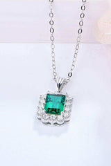 1.5 Carat Lab-Grown Emerald Pendant 925 Sterling Silver Necklace - Trendsi - Flyclothing LLC