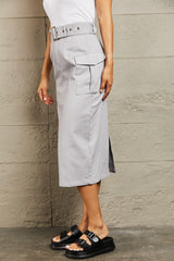 HYFVE Professional Poise Buckled Midi Skirt - Trendsi