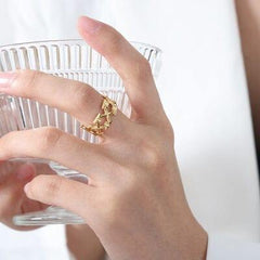 18K Gold-Plated Irregular Open Ring - Trendsi