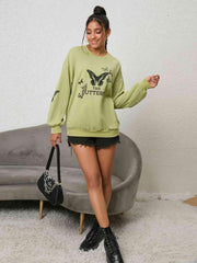 Butterfly Graphic Drop Shoulder Sweatshirt - Trendsi