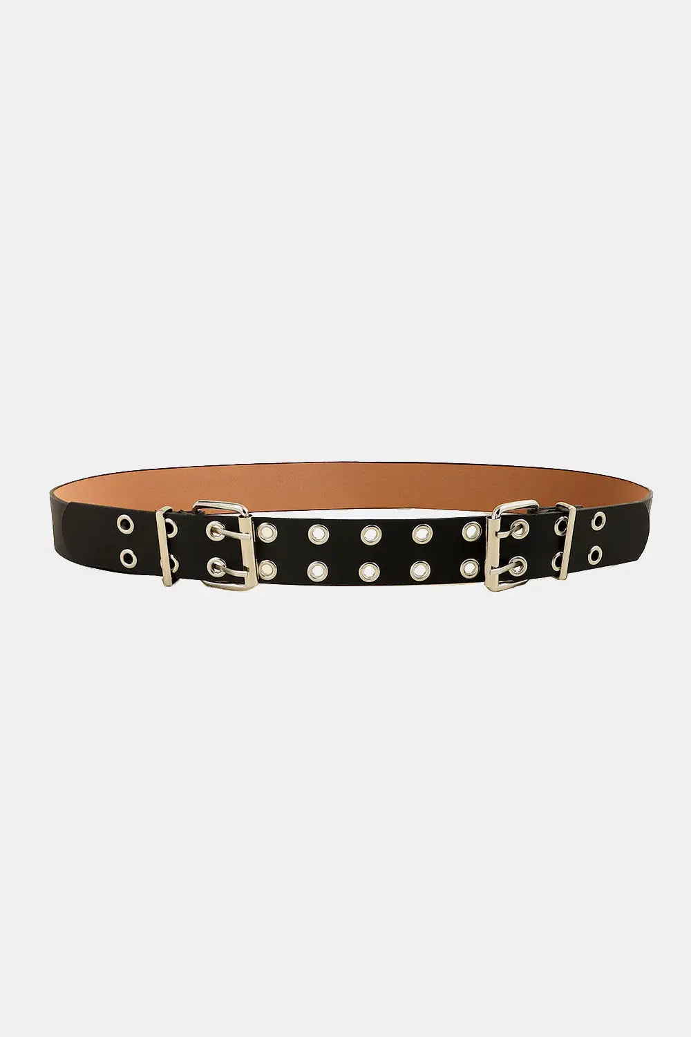 PU Leather Two Row Eyelet Belt - Trendsi - Flyclothing LLC