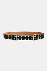 PU Leather Two Row Eyelet Belt - Trendsi - Flyclothing LLC