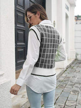 Plaid V-Neck Sweater Vest - Trendsi - Flyclothing LLC