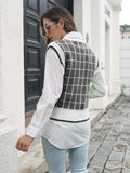 Plaid V-Neck Sweater Vest - Trendsi - Flyclothing LLC