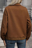 Textured Zip Up Collared Neck Jacket - Trendsi