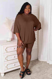 Basic Bae Full Size Soft Rayon Three-Quarter Sleeve Top and Shorts Set - Trendsi - Flyclothing LLC