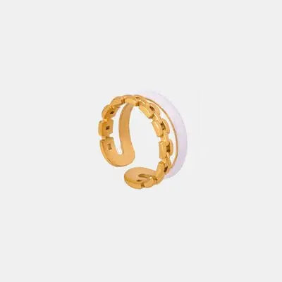 Enamel 18K Gold-Plated Open Ring - Trendsi - Flyclothing LLC