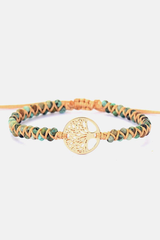 Handmade Tree Shape Beaded Copper Bracelet - Trendsi
