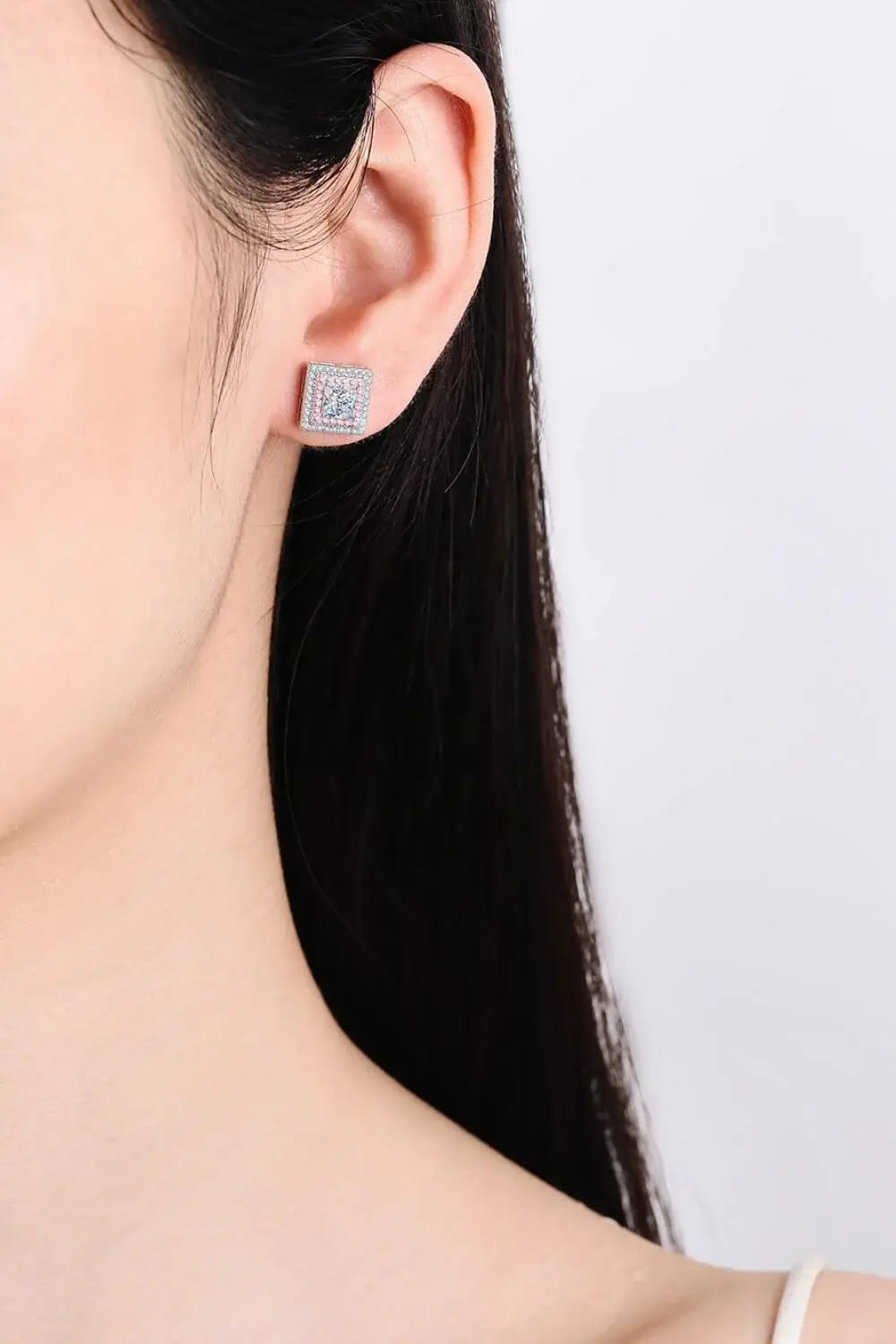 Moissanite Square Stud Earrings - Trendsi - Flyclothing LLC