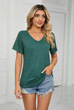 Short Sleeve V-Neck Tee Shirt - Trendsi