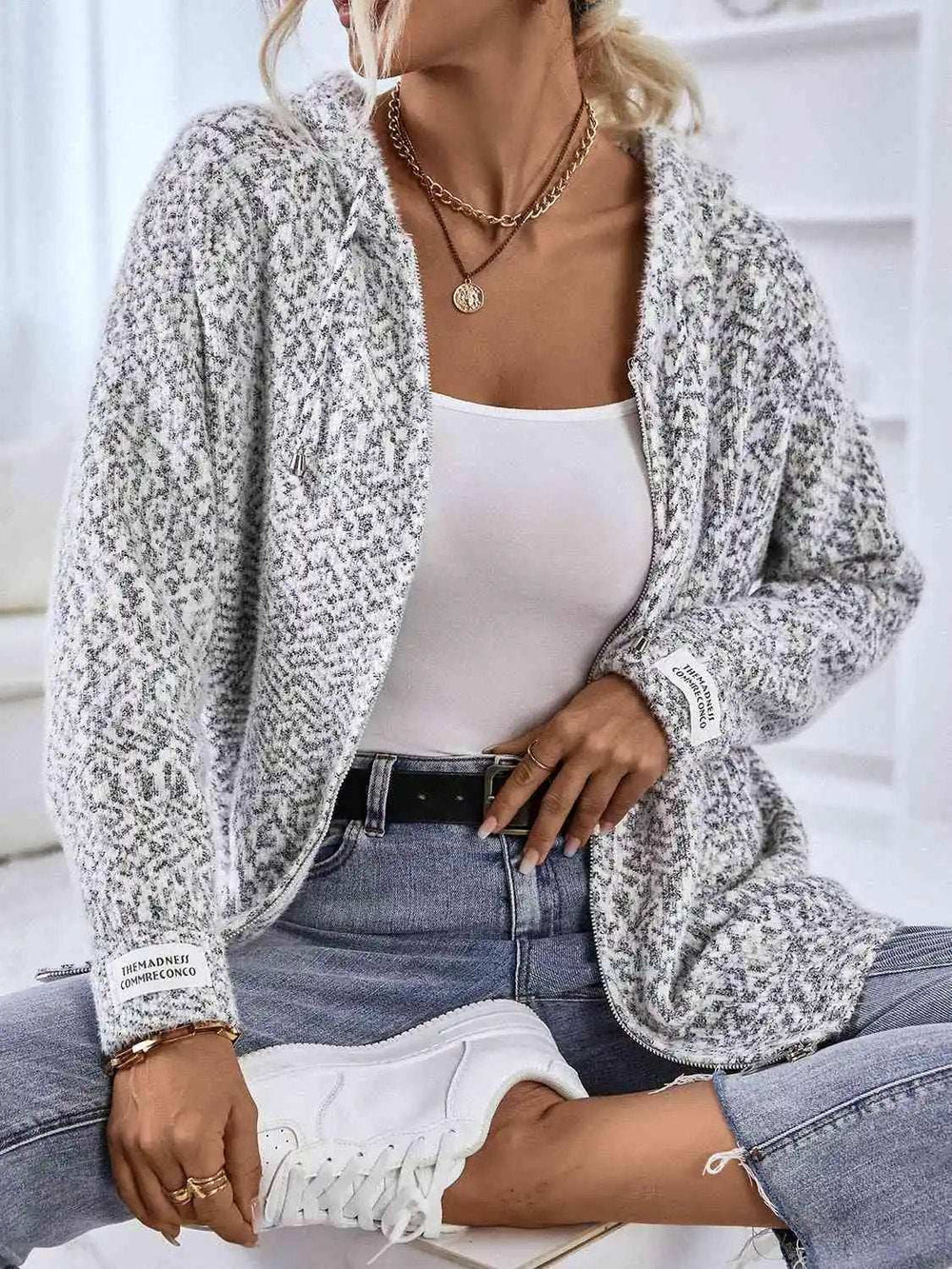 Zip-Up Hooded Sweater - Trendsi - Flyclothing LLC