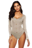 Button Detail Bodysuit - Trendsi - Flyclothing LLC
