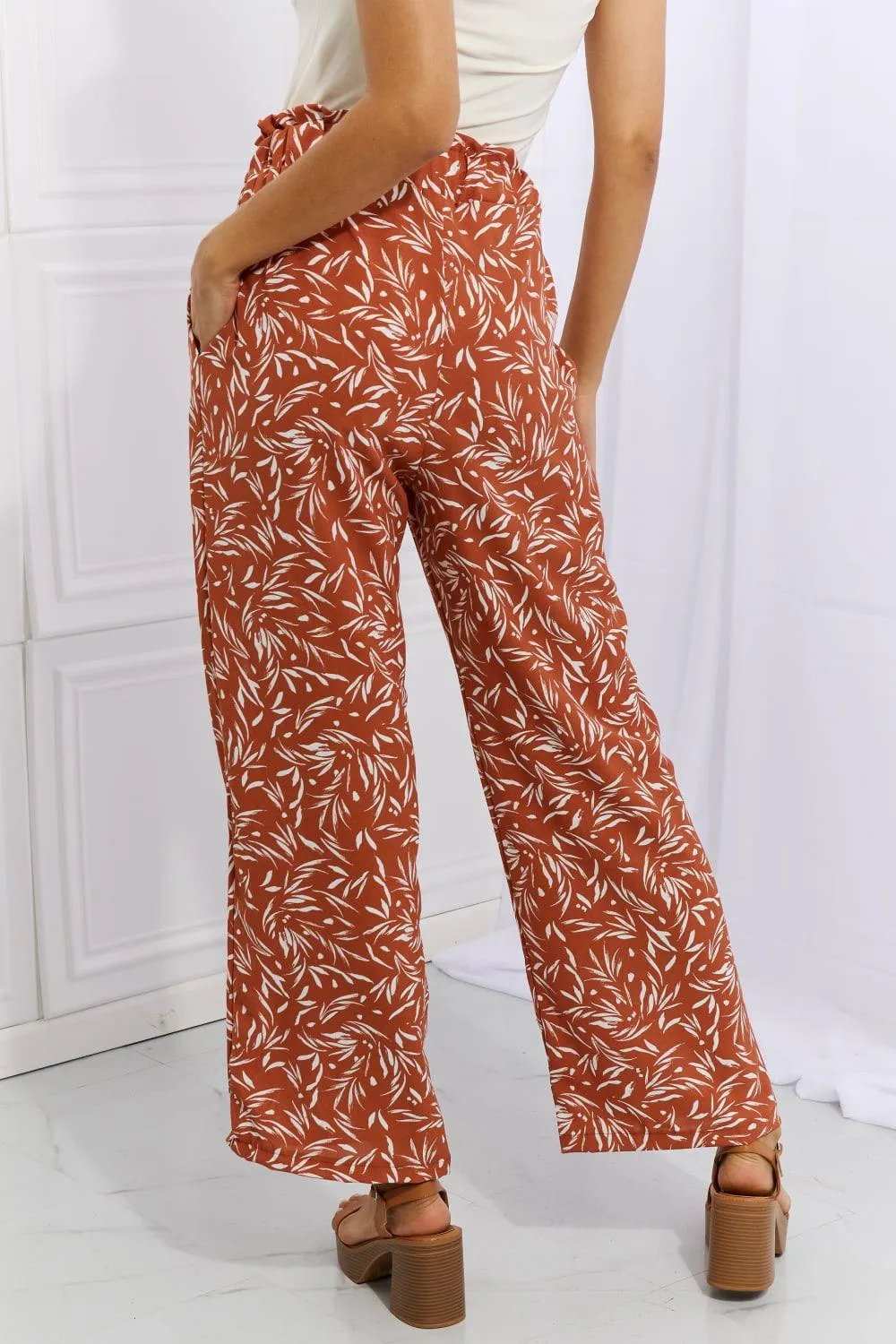 Heimish Right Angle Full Size Geometric Printed Pants in Red Orange - Trendsi - Flyclothing LLC