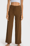 Drawstring Waist Wide Leg Sports Pants with Pockets - Trendsi