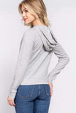 ACTIVE BASIC CALIFORNIA Zip Up Drawstring Long Sleeve Hoodie - Trendsi - Flyclothing LLC