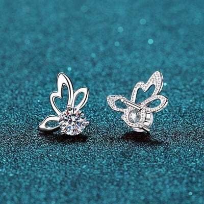 1 Carat Moissanite Butterfly Shape Earrings - Trendsi - Flyclothing LLC