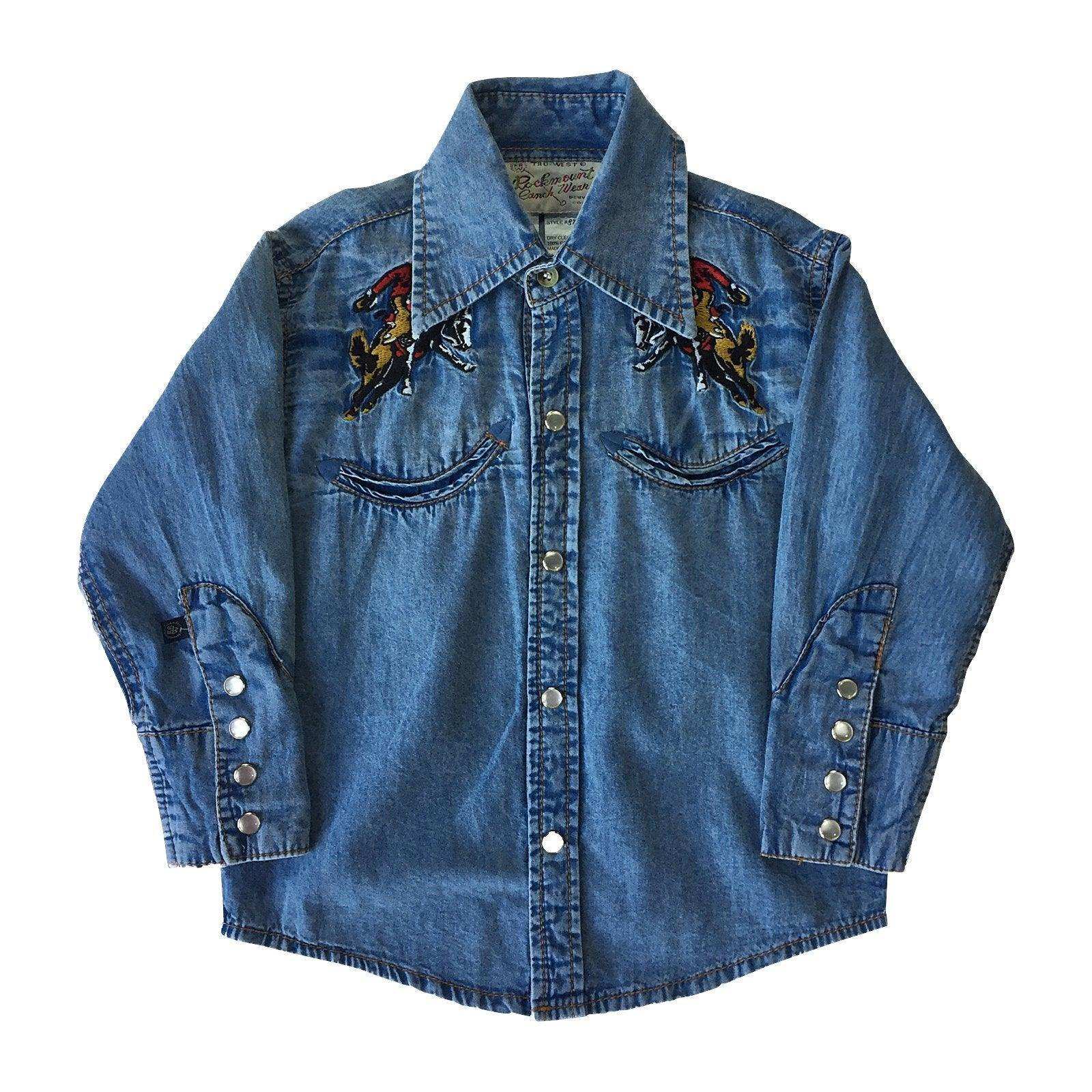 Rockmount Ranch Wear Kids Bronc Denim Embroidered Western Shirt - Rockmount Clothing - Flyclothing LLC
