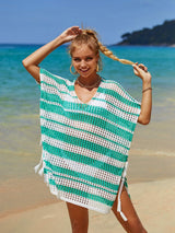 Tassel Openwork Striped V-Neck Cover Up - Trendsi - Flyclothing LLC