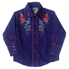 Rockmount Ranch Wear Kids Purple Floral Embroidered Western Shirt - Flyclothing LLC