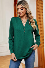 Notched Long Sleeve T-Shirt - Trendsi - Flyclothing LLC