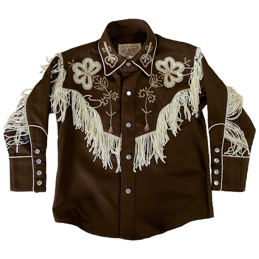 Rockmount Clothing Kid's Embroidered Vintage Fringe Brown Western Shirt