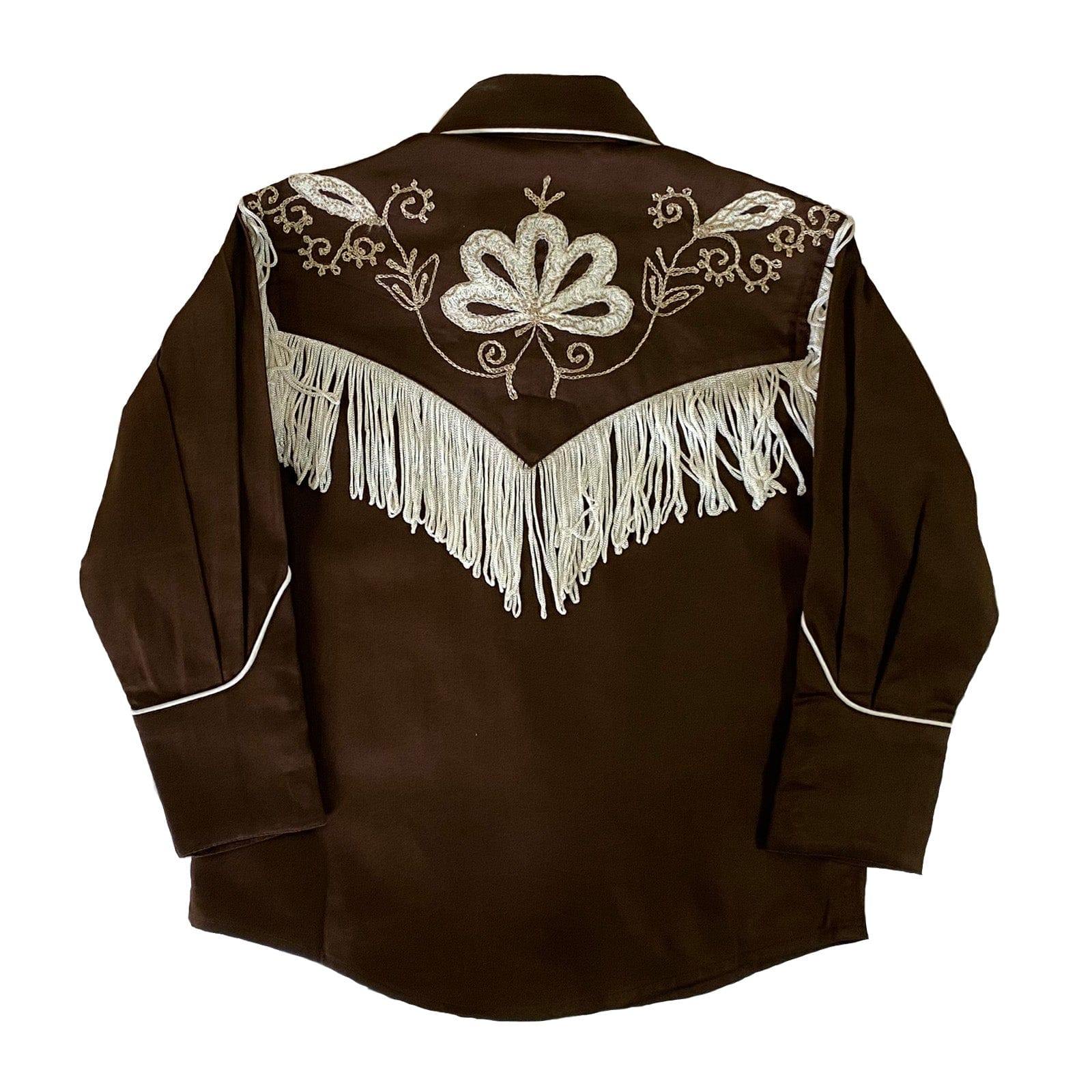 Rockmount Clothing Kid's Embroidered Vintage Fringe Brown Western Shirt