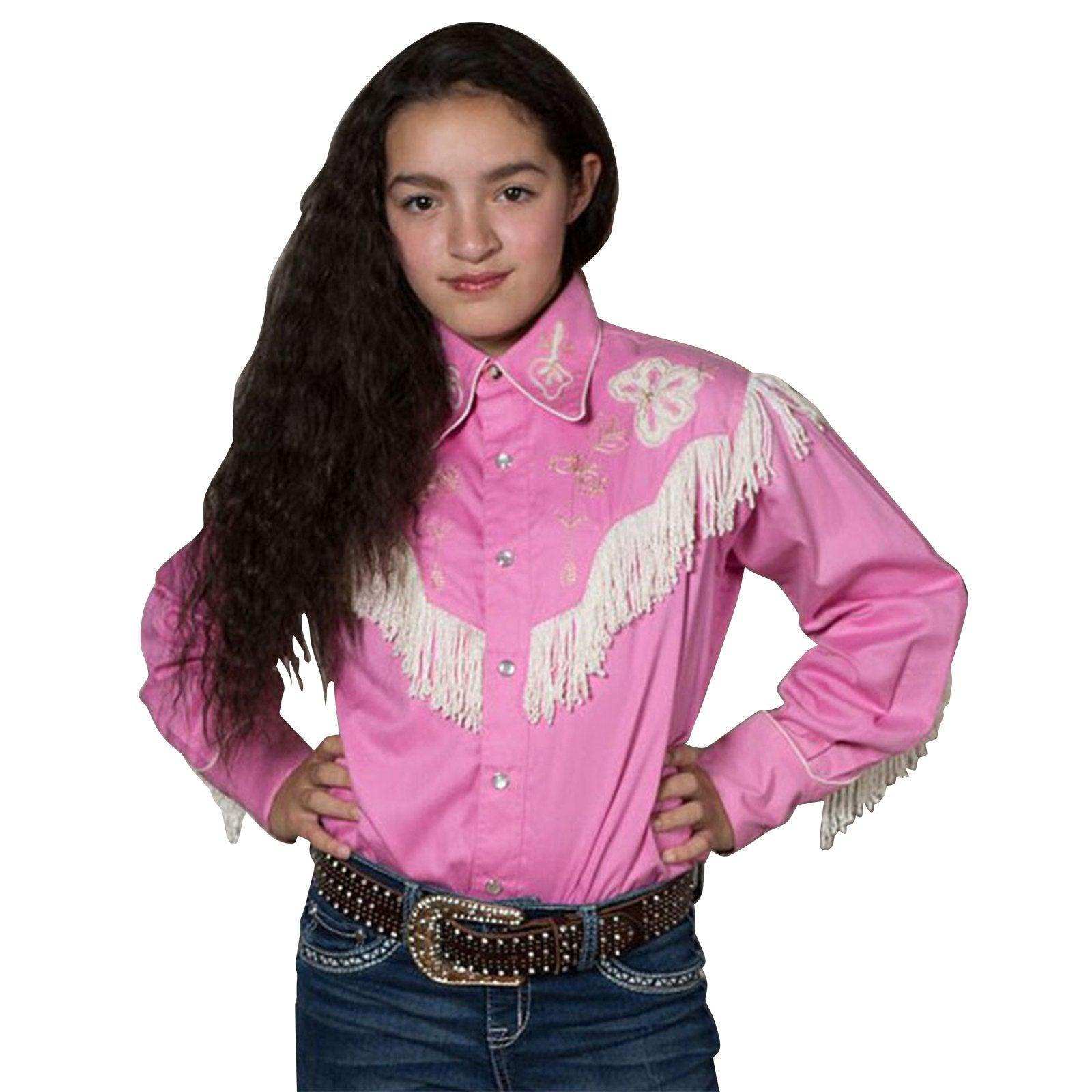 Rockmount Ranch Wear Kids Embroidered Fringe Pink Western Shirt - Rockmount Clothing - Flyclothing LLC