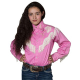 Rockmount Ranch Wear Kids Embroidered Fringe Pink Western Shirt - Rockmount Clothing
