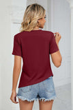 Ruched Hem Detail Crewneck Tee - Trendsi - Flyclothing LLC