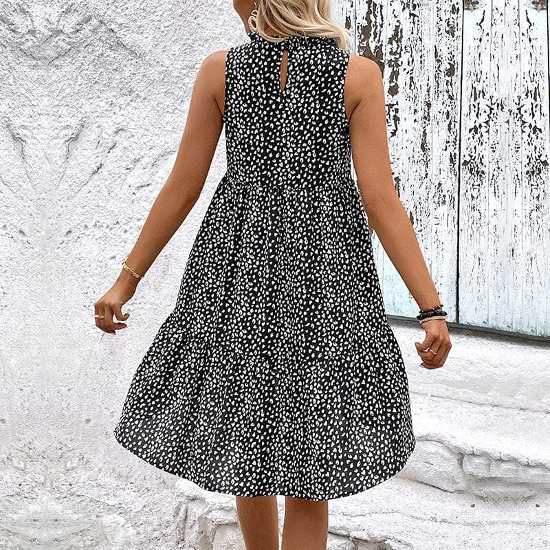 Leopard Print Sleeveless Mini Dress - Trendsi - Flyclothing LLC