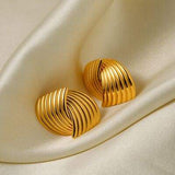 Texture Stainless Steel Stud Earrings - Trendsi - Flyclothing LLC