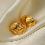Texture Stainless Steel Stud Earrings - Trendsi