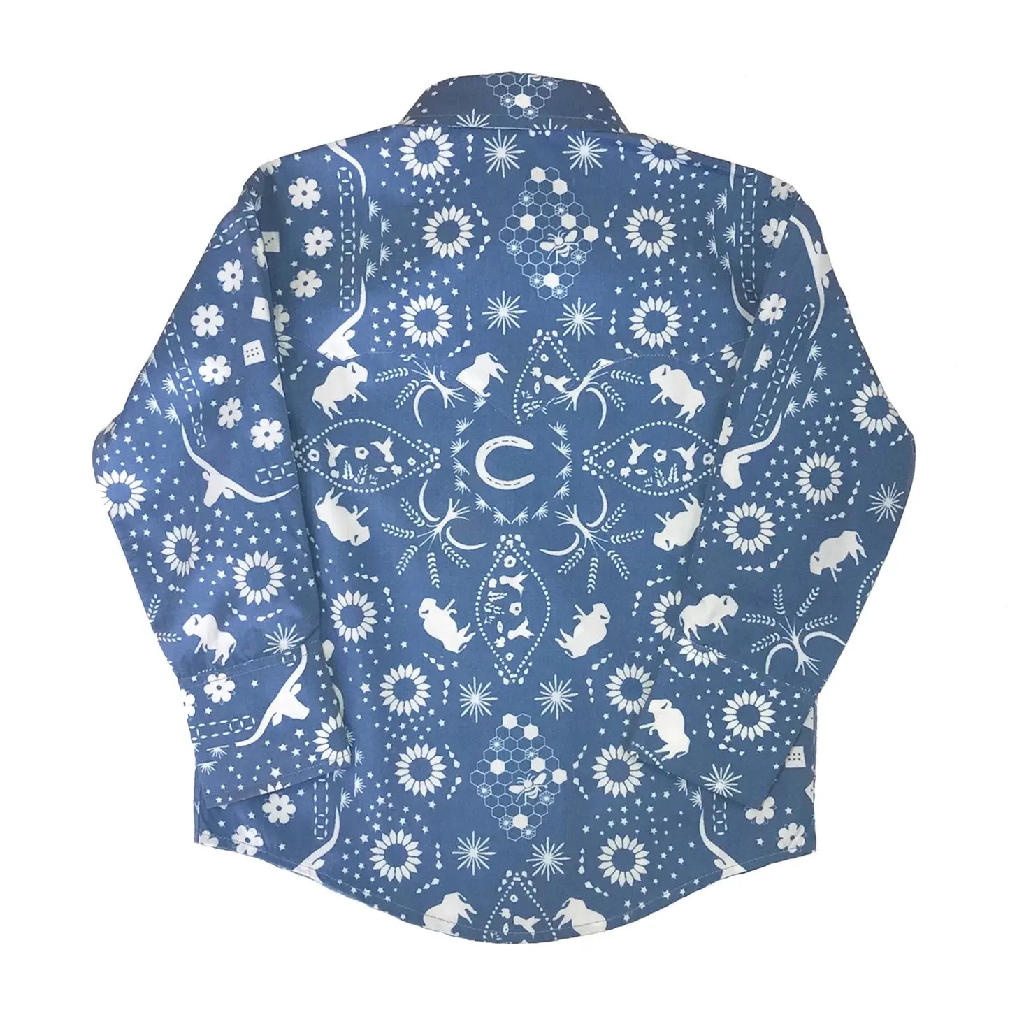 Rockmount Clothing Kid's Blue Bison Bandana Print Western Shirt - Rockmount Clothing - Flyclothing LLC